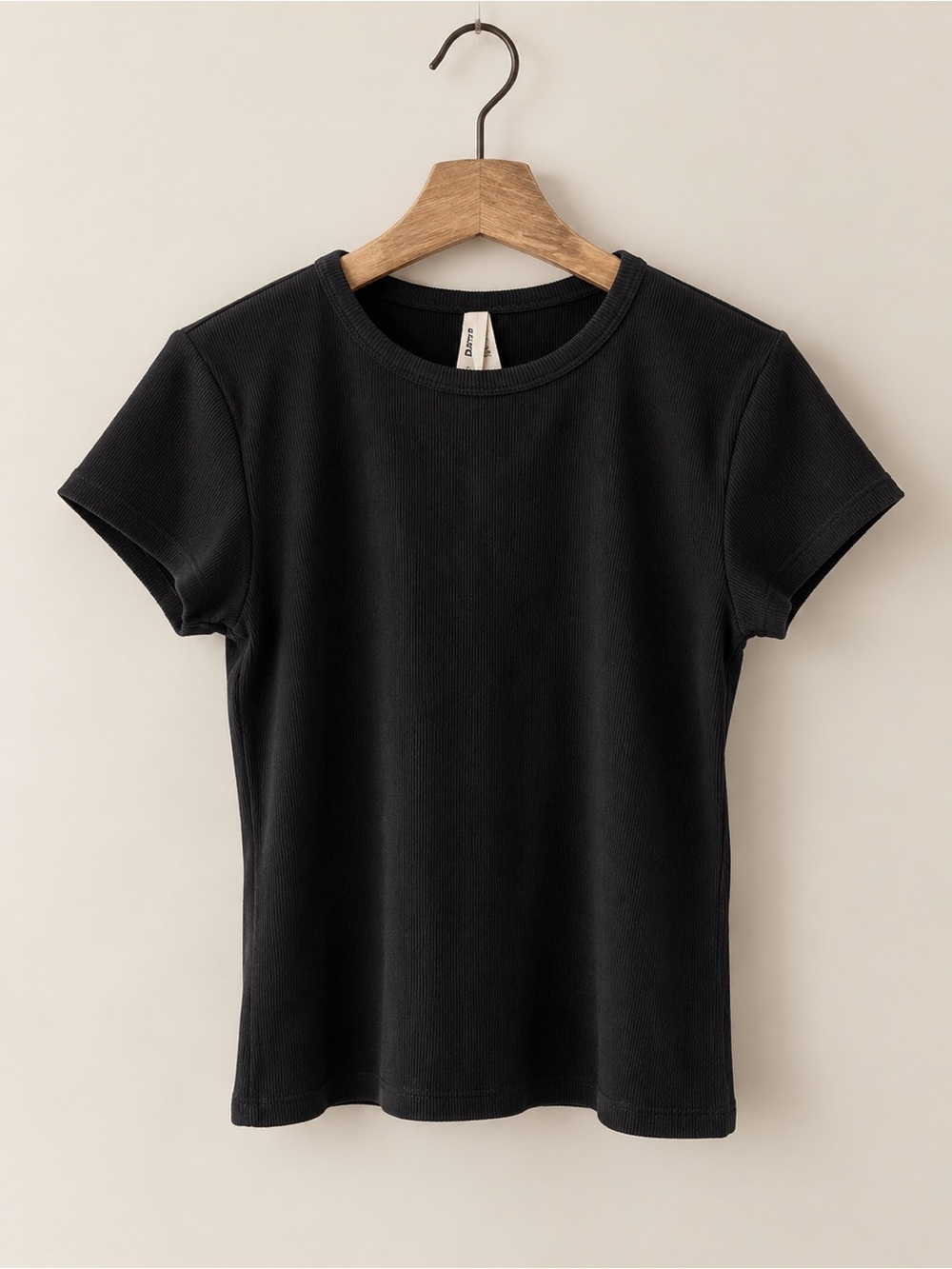 Pact | Black Ribbed Short Sleeve Crew Neck Shirt